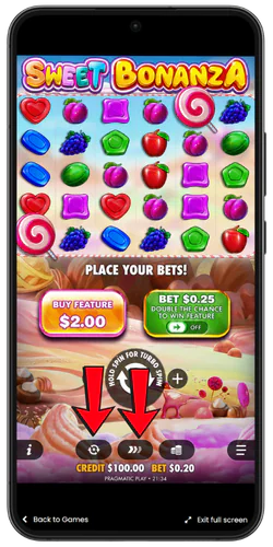 Sweet Bonanza tutorial auto play button