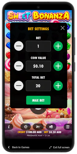 Sweet Bonanza tutorial bet form